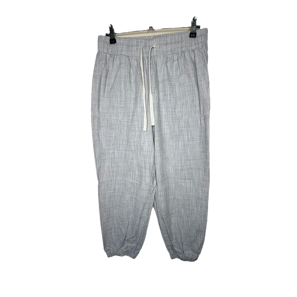 LOFT Outlet Light Gray Linen-Blend Elastic Waist Jogger Pants Size Medium